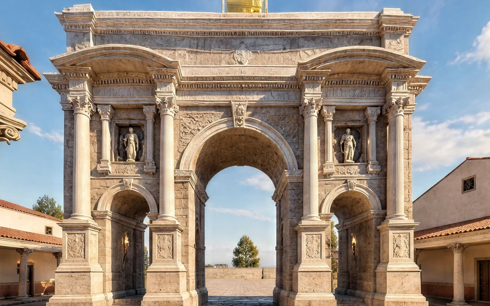 Reconstitution 3D de l'Arc de Trajan à Thamugadi